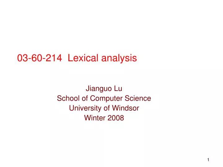03 60 214 lexical analysis