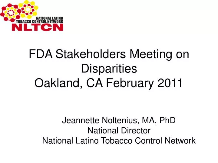 fda stakeholders meeting on disparities oakland ca february 2011