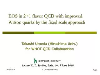 EOS in 2+1 flavor QCD with improved Wilson quarks by the fixed scale approach