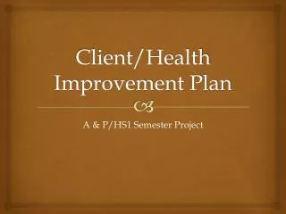 Client/Health Improvement Plan