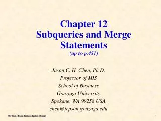 Chapter 12 Subqueries and Merge Statements (up to p.451)