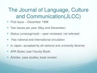 The Journal of Language, Culture and Communication(JLCC)