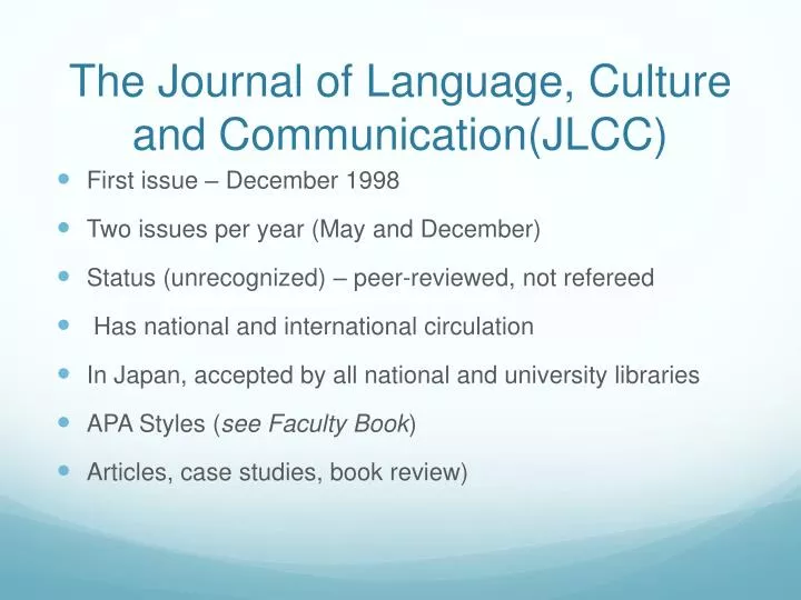 the journal of language culture and communication jlcc