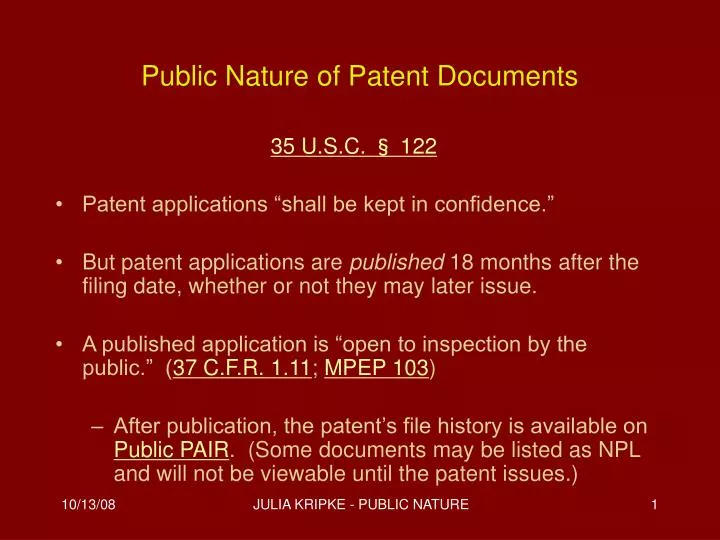 public nature of patent documents