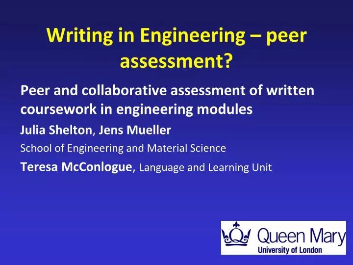 writing in engineering peer assessment