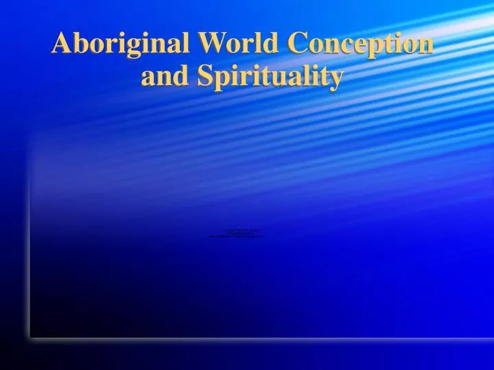 aboriginal world conception and spirituality