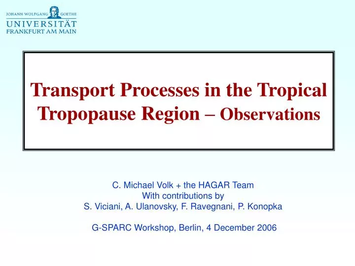 transport processes in the tropical tropopause region observations