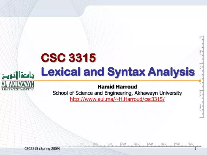 csc 3315 lexical and syntax analysis
