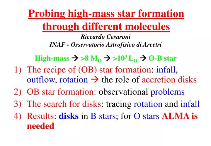 probing high mass star formation through different molecules