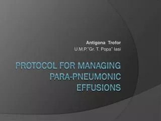 Protocol for managing para -pneumonic effusions
