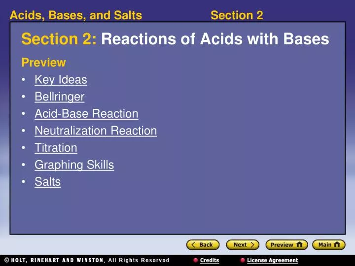 section 2 reactions of acids with bases