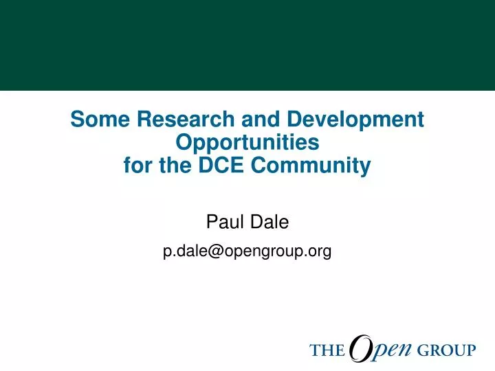 some research and development opportunities for the dce community