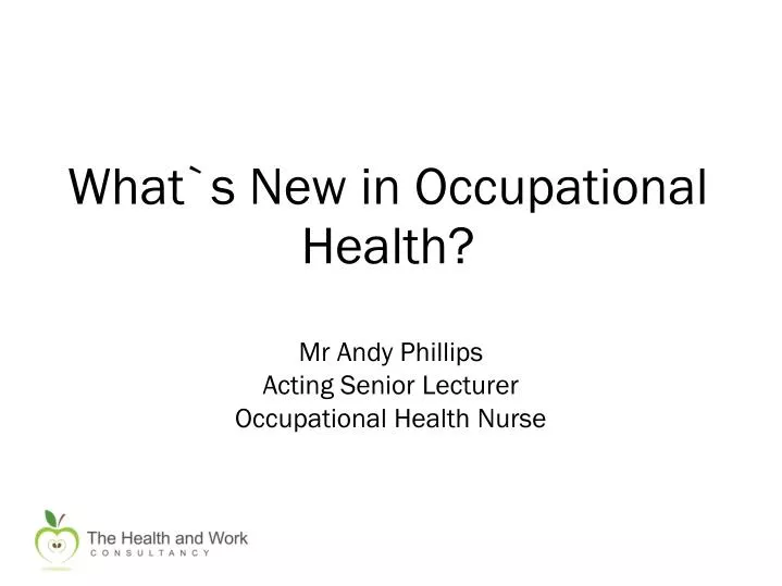 what s new in occupational health