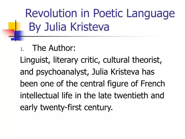 revolution in poetic language by julia kristeva
