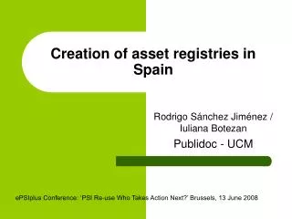 Creation of asset registries in Spain