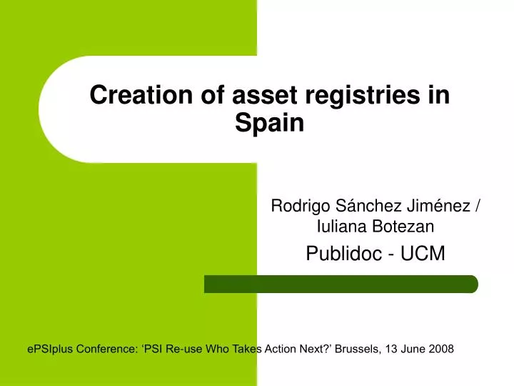 creation of asset registries in spain