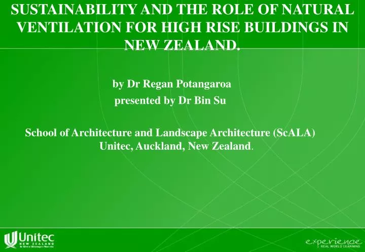 sustainability and the role of natural ventilation for high rise buildings in new zealand