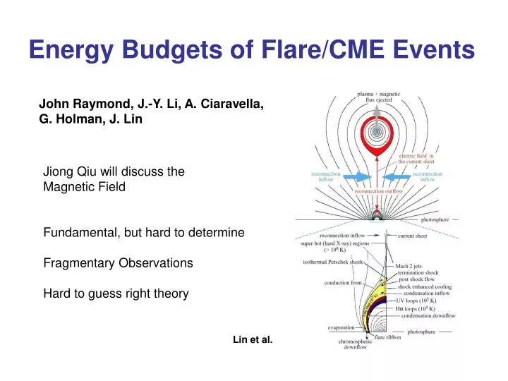 energy budgets of flare cme events