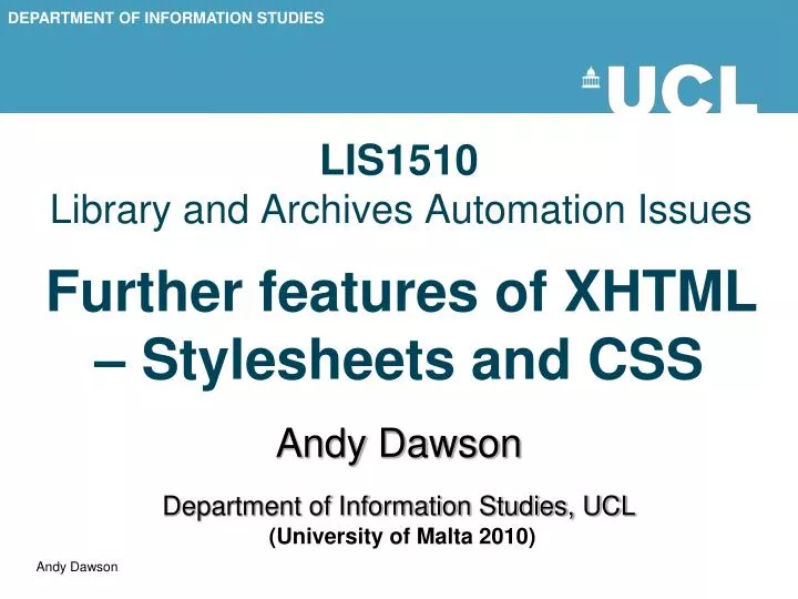 lis1510 library and archives automation issues further features of xhtml stylesheets and css