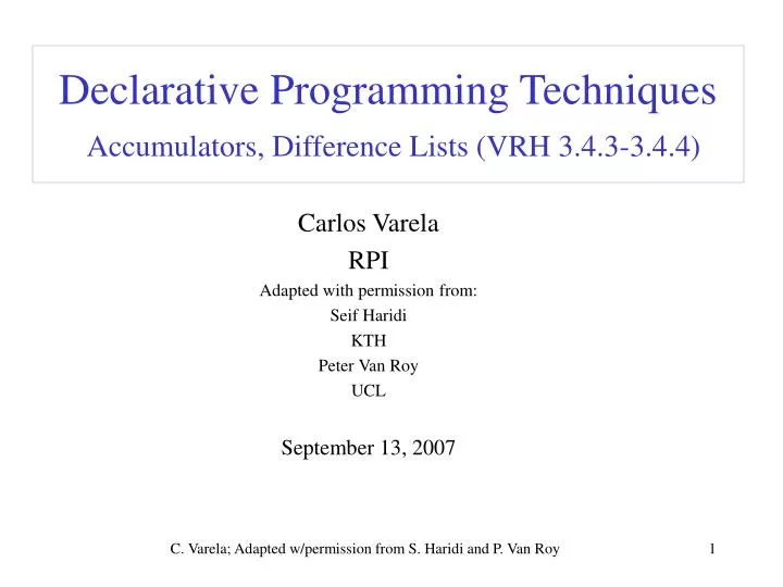 declarative programming techniques accumulators difference lists vrh 3 4 3 3 4 4