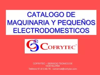 CATALOGO DE MAQUINARIA Y PEQUEÑOS ELECTRODOMESTICOS