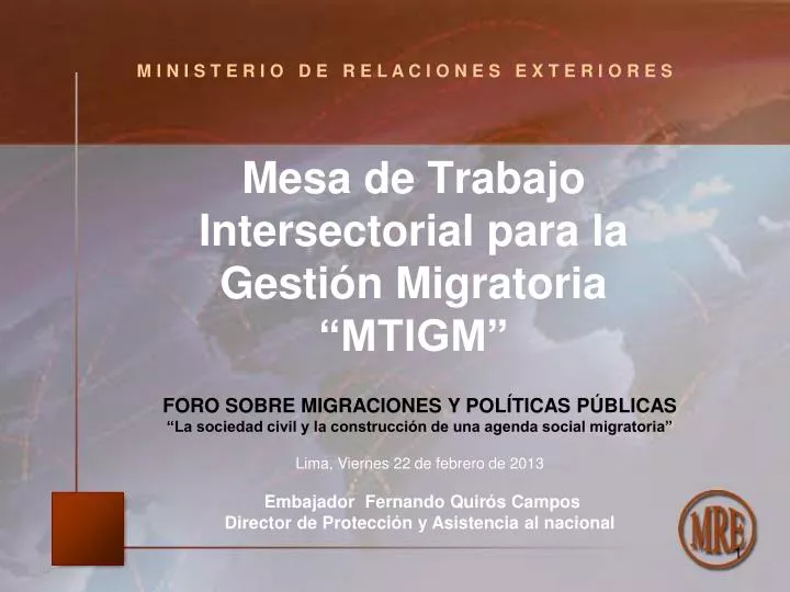 mesa de trabajo intersectorial para la gesti n migratoria mtigm