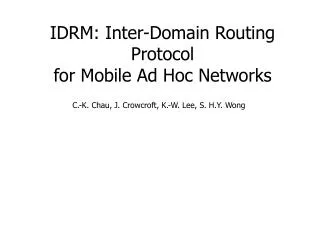 IDRM: Inter-Domain Routing Protocol for Mobile Ad Hoc Networks