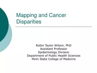 Mapping and Cancer Disparities