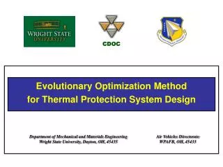 Evolutionary Optimization Method for Thermal Protection System Design