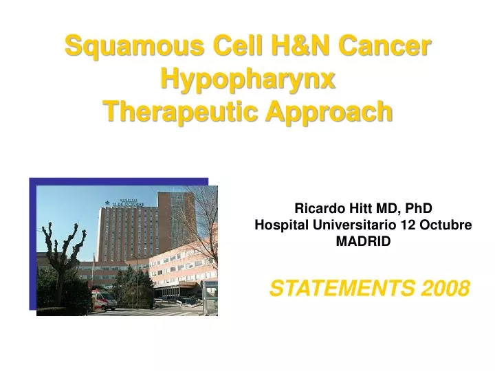 squamous cell h n cancer hypopharynx therapeutic approach