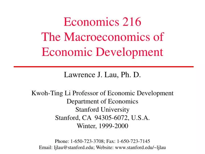economics 216 the macroeconomics of economic development