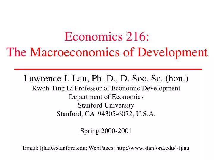 economics 216 the macroeconomics of development