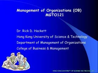 Management of Organizations (OB) MGTO121