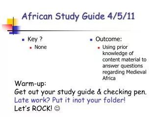 African Study Guide 4/5/11
