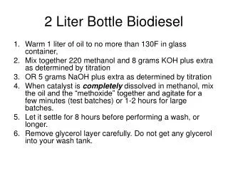 2 Liter Bottle Biodiesel
