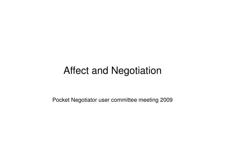 affect and negotiation