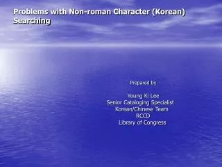 Problems with Non-roman Character (Korean) Searching