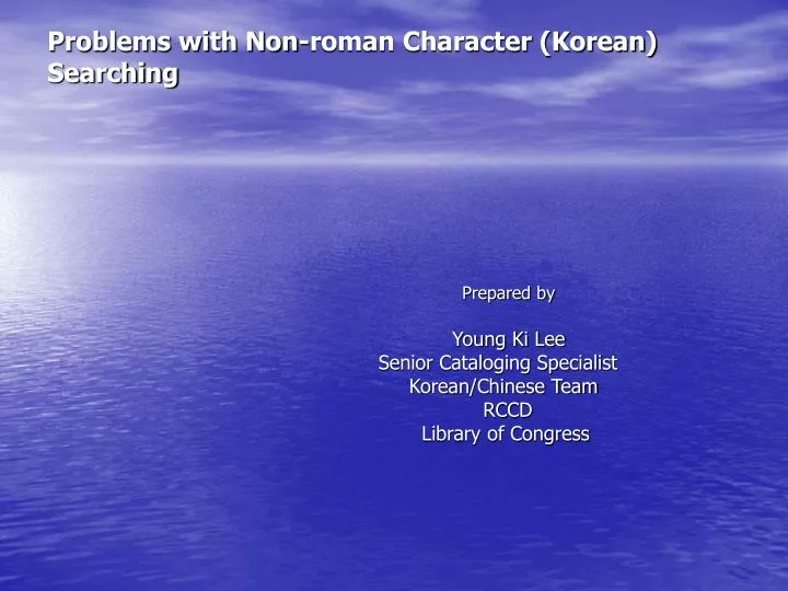 problems with non roman character korean searching