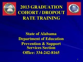 2013 GRADUATION COHORT / DROPOUT RATE TRAINING