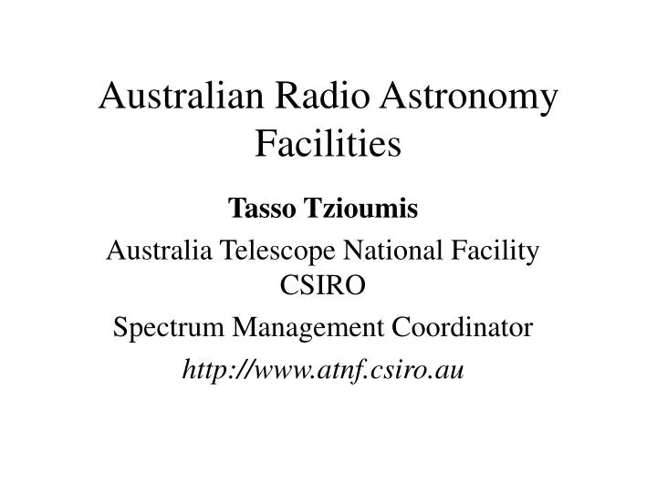 australian radio astronomy facilities