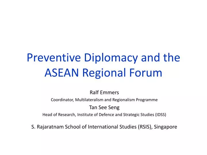 preventive diplomacy and the asean regional forum