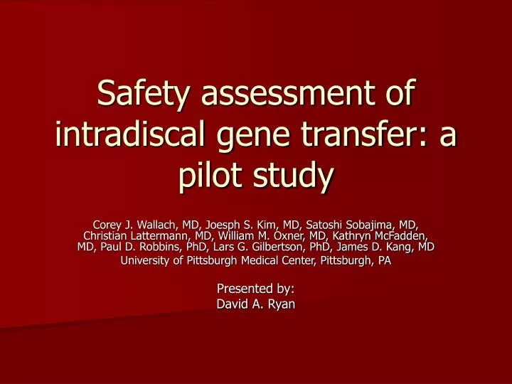 safety assessment of intradiscal gene transfer a pilot study