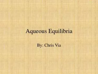 aqueous equilibria