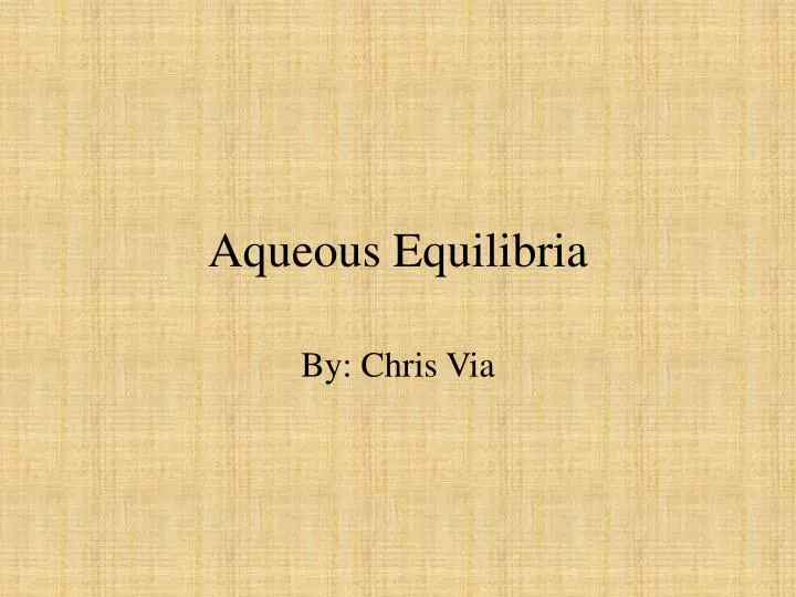 aqueous equilibria