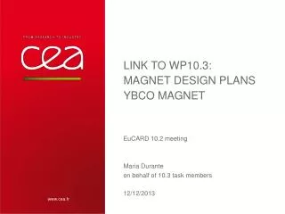 Link to WP10.3: magnet design plans YBCO MAGNET