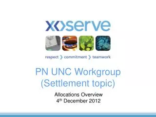 PN UNC Workgroup (Settlement topic)
