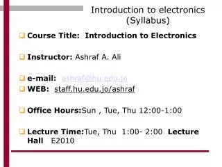 Introduction to electronics (Syllabus)