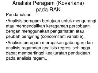analisis peragam kovarians pada rak