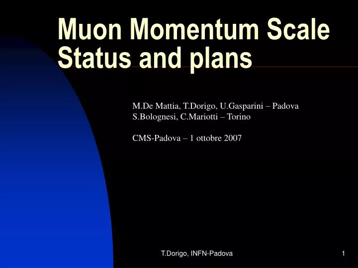 muon momentum scale status and plans