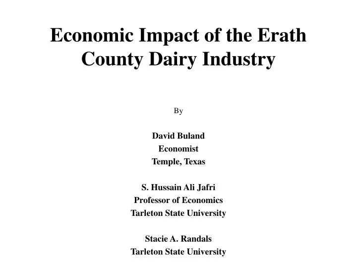 economic impact of the erath county dairy industry